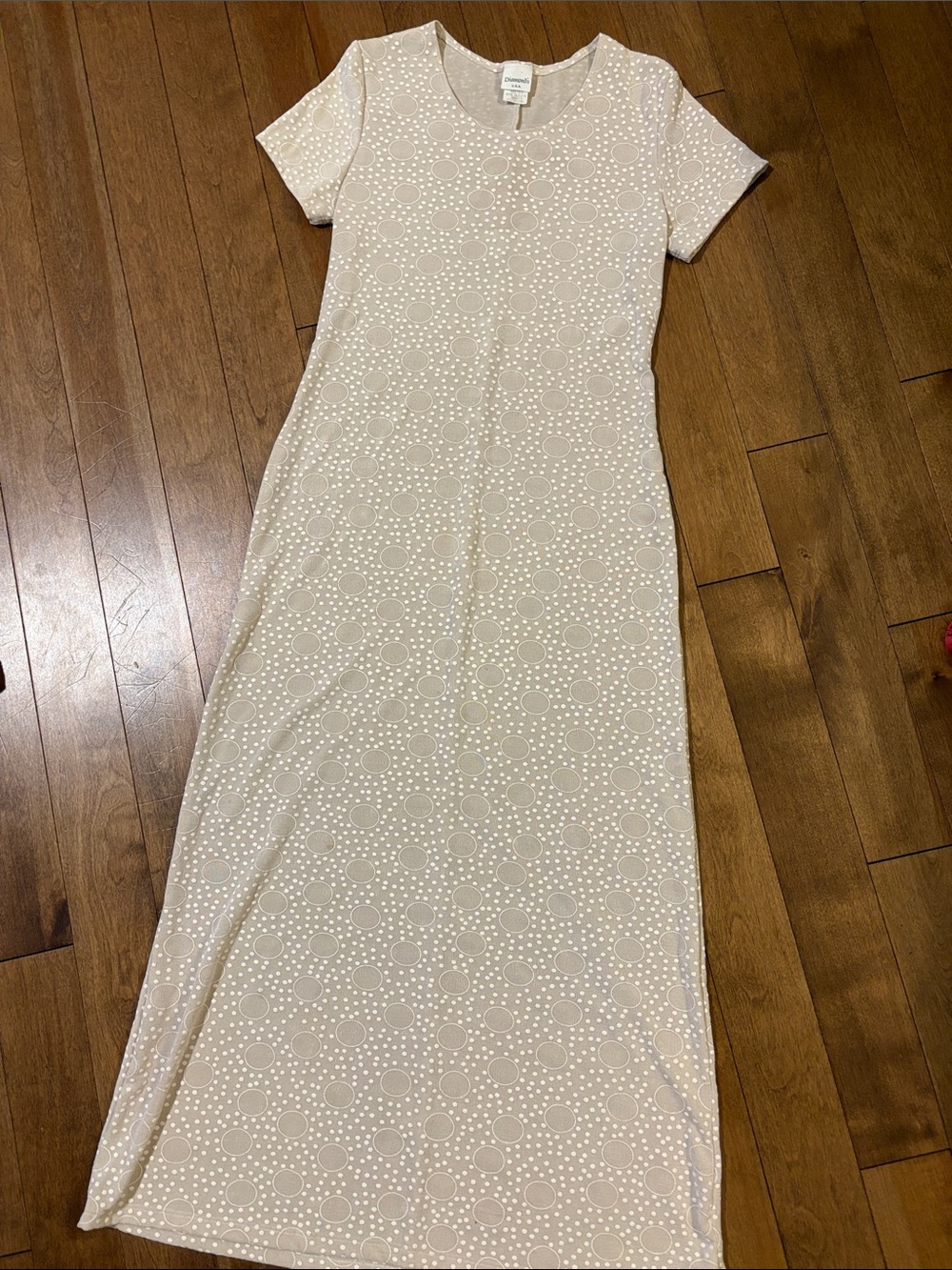 Vintage Polka Dot-Print Short Sleeve Maxi Bodycon Dress
